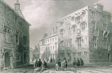 Scena uliczna w Galway, hrabstwo Galway, z „Scenery and Antiquities of Ireland” George