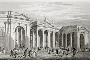 Bank of Ireland, Dublin, zbudowany w 1729 roku, z „Scenery and Antiquities of Ireland” George