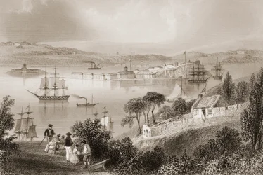 Zatoka Cork (obecnie Cobh), hrabstwo Cork, Irlandia, z „Krajobrazy i starożytności Irlandii” George