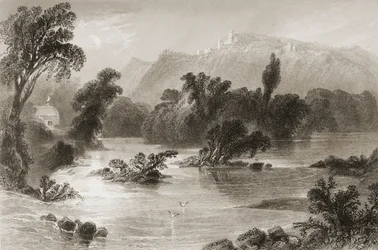 Spotkanie wody, Vale of Avoca, hrabstwo Wicklow, z „Krajobrazy i starożytności Irlandii” George Virtue, 1860