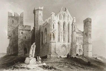 Skała Cashel, hrabstwo Tipperary, Irlandia, z „Krajobrazy i starożytności Irlandii” George