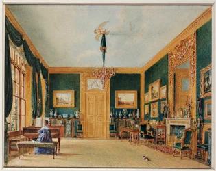 Zielony salon hrabiego Essex w Cassiobury, 1823