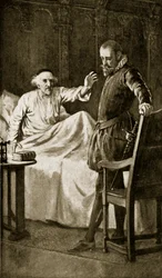 Knox na łożu śmierci, listopad 1572 r., ilustracja z "Hutchinson