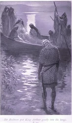 Sir Bedivere wsadził króla Artura delikatnie do barki