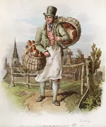 The Baker, ilustracja z "The Costume of Great Britain", wydana w latach 1804-08 przez Williama Millera, Londyn (akwatinta)
