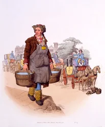 Watercarrier z licencją GR 198 (Georgius Rex), z „Strój Wielkiej Brytanii; Rzadki i przekonujący widok klasy robotniczej przy pracy”, 1808