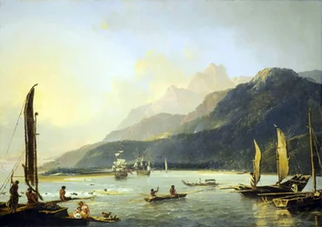 "[A] view of Maitavie Bay, [in the island of] Otaheite [Tahiti]".