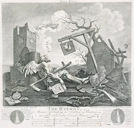 Bathos, sposób zatonięcia, w wysublimowanych obrazach wpisanych do handlarzy ciemnymi obrazami, 1764 (akwaforta i grawerowanie)