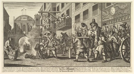 Palenie zadu w Temple Bar Dwanaście dużych ilustracji do Hudibras Samuela Butlera..., 1725-68.