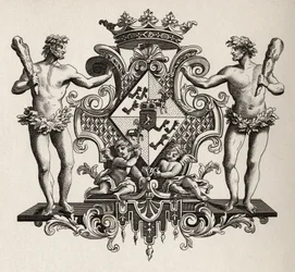 Herb księżnej Kendal, z „Dzieła Hogarth”, opublikowany 1833