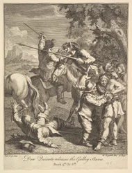 Don Kichot wydaje Galley Slaves Six ilustracje dla Don Kichota, 1756 lub później.