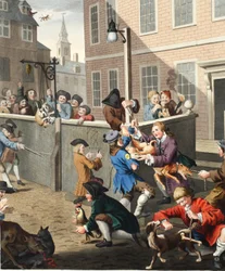 Pierwszy etap okrucieństwa, ilustracja z „Hogarth Restored: The Whole Works of the słynny William Hogarth, ponownie wygrawerowany przez Thomasa Cooka”, wyd. 1812 (rycina ręcznie kolorowana)