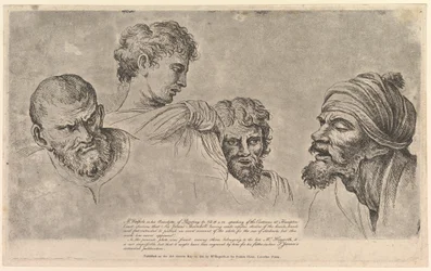 Cztery głowy z karykatur Raphaela w Hampton Court, 14 maja 1781 r.