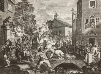 Cztery ryciny z wyborów. Plansza 4: Triumfalny pochód deputowanych. 1758