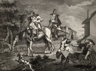 Hudibras Sallies Forth, z „Hudibras” Samuela Butlera (1612-80) rytego przez C. Armstronga, z „Prac Williama Hogartha”, wydana w 1833 r.
