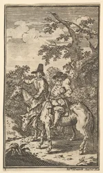 Hudibras zbliża się do siedemnastu małych ilustracji dla Samuela Butlersa Hudibras, nr..., 1721-26.