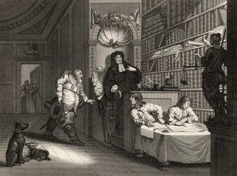 Hudibras z prawnikiem, z „Hudibras” Samuela Butlera (1612-80) rytego przez George