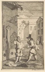 Hudibras i Ralpho dyskutują o siedemnastu małych ilustracji do Hudibras Samuela Butlera..., 1721-26.
