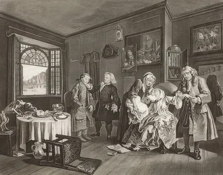 Małżeństwo a la Mode / Małżeństwo po modzie. Plansza 6: Śmierć damy / Der Selbstmord der Gräfin. 1745