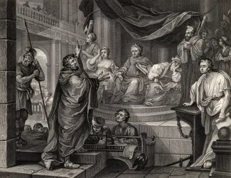 Paweł przed Feliksem, z „Dzieła Williama Hogartha”, wydane w 1833 r.