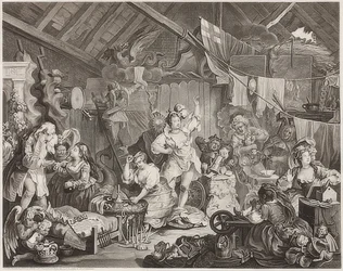 Spacerujące aktorki ubierają się w stodole. 1738