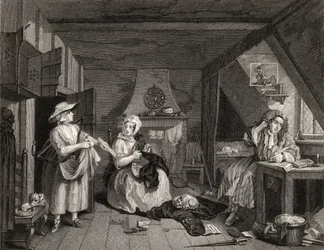 The Distressed Poeta, z „Prac Williama Hogartha”, wydana w 1833 r.