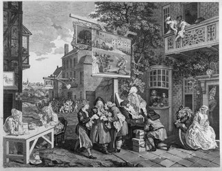 Wybory II: Canvassing for Votes, grawerowany przez Charlesa Grigniona (1717-1810) 1757 (patrz także 1997)