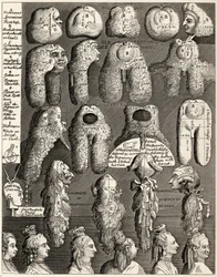 Pięć Orderów Perriwigów z „Dzieł Williama Hogartha”, opublikowanych w 1833 r.