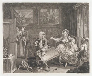 Nierządnica znajduje obrońcę, zaprojektowana 1732, druk 1744 (akwaforta i grawerowanie)