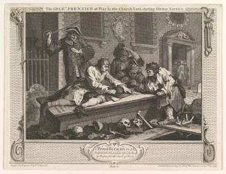 Próżny uczeń na zabawie w przemyśle i bezczynności na placu kościelnym, tablica 3, 30 września 1747 r.
