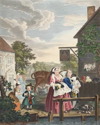 Pory dnia, wieczór, ilustracja z „Hogarth Restored: Całe dzieła sławnego Williama Hogartha, ponownie grawerowane przez Thomasa Cooka”, wyd. 1812 (grawerowanie ręcznie kolorowane)