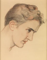 Eugenie Sellers, Studium do „Pani Shalott”, ok. 1895 (kolorowa kreda na papierze)