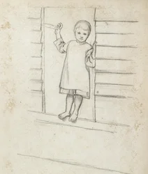 Dziewczyna w fartuchu, stojąca na parapecie okna, ok. godz. 1868 - 1869 (grafit na papierze)