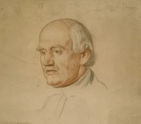 Portret dr Bloxhama (czarna i czerwona kreda na brązowej karcie)