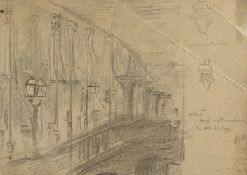 Recto: Studium London Bridge dla „London Bridge w noc małżeństwa księcia i księżnej Walii”, 1863 (grafit na papierze płowożółtym)