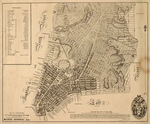 Plan miasta Nowy Jork [tak daleko na północ, jak East 31st Street], 1817 (czarny tusz na papierze, podklejony płótnem)