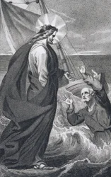 Christ Reproaching Peter, z „Historii i życia naszego Błogosławionego Pana i Zbawiciela Jezusa Chrystusa”, wielebnego J. Milnera, opublikowanej przez B. Crosby