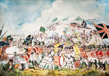 Królowa Królewska Milicja Dublińska wkracza do akcji w bitwie pod Vinegar Hill, Wexford, 1798