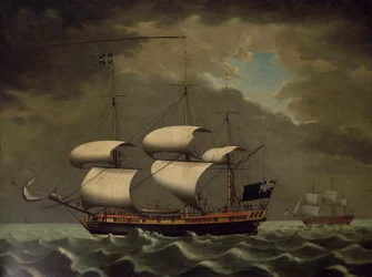 Statek niewolniczy, ok. 1780 (olej na płótnie)