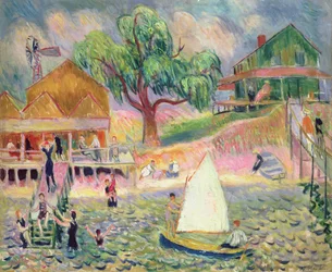 The Green Beach Cottage, Belport, Long Island (olej)