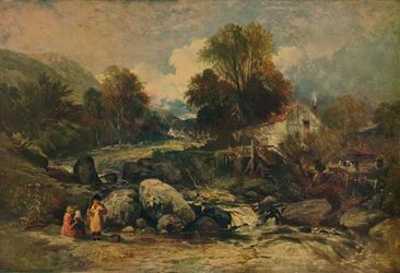 Dol-y-Garrog Mill w pobliżu Llanrwst, Caernarvonshire, c1844