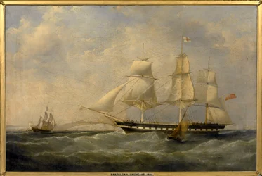 Indyjski statek "Trafalgar" u wybrzeży Dover (Anglia), zbudowany w 1848 r. w Blackwall (Anglia) na potrzeby podróży z Londynu do Kalkuty (Indie).