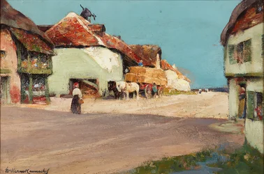Hay Cart, Normandia Village (olej na płótnie)
