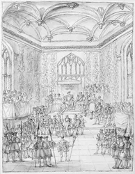 Henryk VIII odbiera Montmorency, ambasadora Francji, w Hampton Court