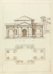 Budynek Townsenda w Rousham, Oxfordshire: elewacja i plan
