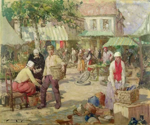 Rynek bretoński (olej na płótnie)