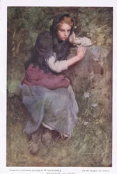 Zamyślona pokojówka z „Bibby Annual” opublikowanego w 1916 r. (litografia kolorowa)