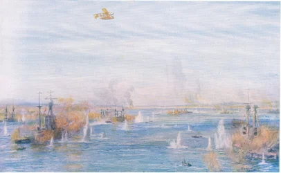 Bombardowanie Narrows, 18 marca 1915, z Cassells History of the British People opublikowanej przez Waverley Book Company Limited, c.1940