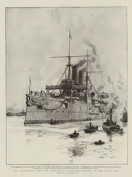 HMS Blenheim, nowy chroniony krążownik pierwszej klasy, w podróży próbnej