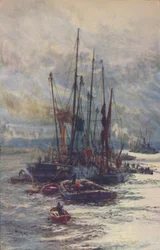 Rozładunek węgla na barki, 1910